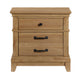 Seny Nightstand | 2 Drawers w Black Handles & 1 Knob | Honey Brown