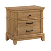Seny Nightstand | 2 Drawers w Black Handles & 1 Knob | Honey Brown