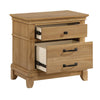 Seny Nightstand | 2 Drawers w Black Handles & 1 Knob | Honey Brown