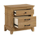 Seny Nightstand | 2 Drawers w Black Handles & 1 Knob | Honey Brown