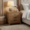 Seny Nightstand | 2 Drawers w Black Handles & 1 Knob | Honey Brown