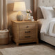Seny Nightstand | 2 Drawers w Black Handles & 1 Knob | Honey Brown