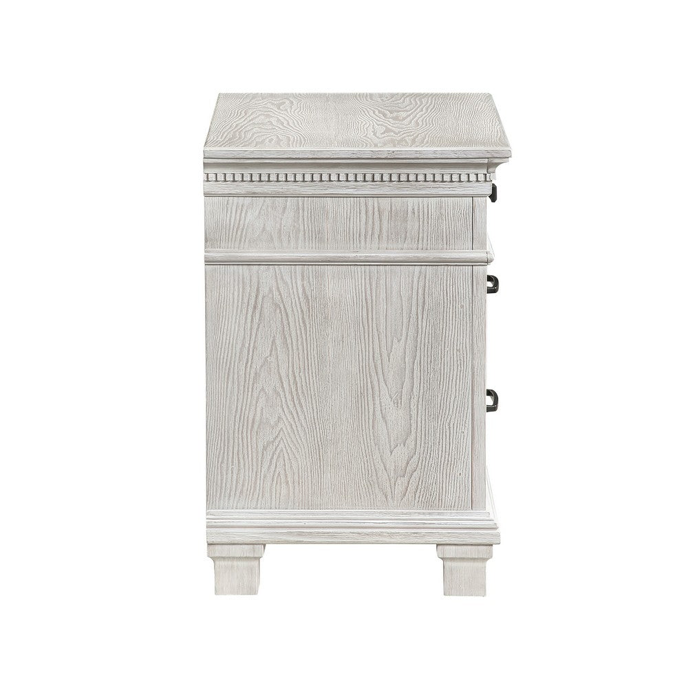 Avy Nightstand | 3 Drawers w Black Handles & 1 Knob | Mist Gray