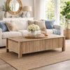 Hay Coffee Table | 47" Rectangular Top | 2 Reeded Drawers | Beige