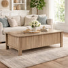 Hay Coffee Table | 47" Rectangular Top | 2 Reeded Drawers | Beige