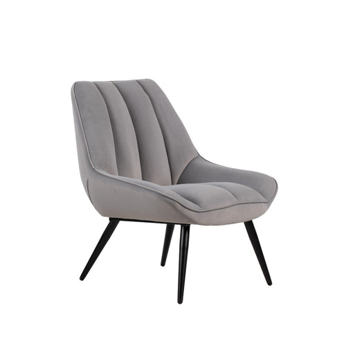 Rea Accent Chair | Tufted Back w Wrap Around Arms | Gray Velvet