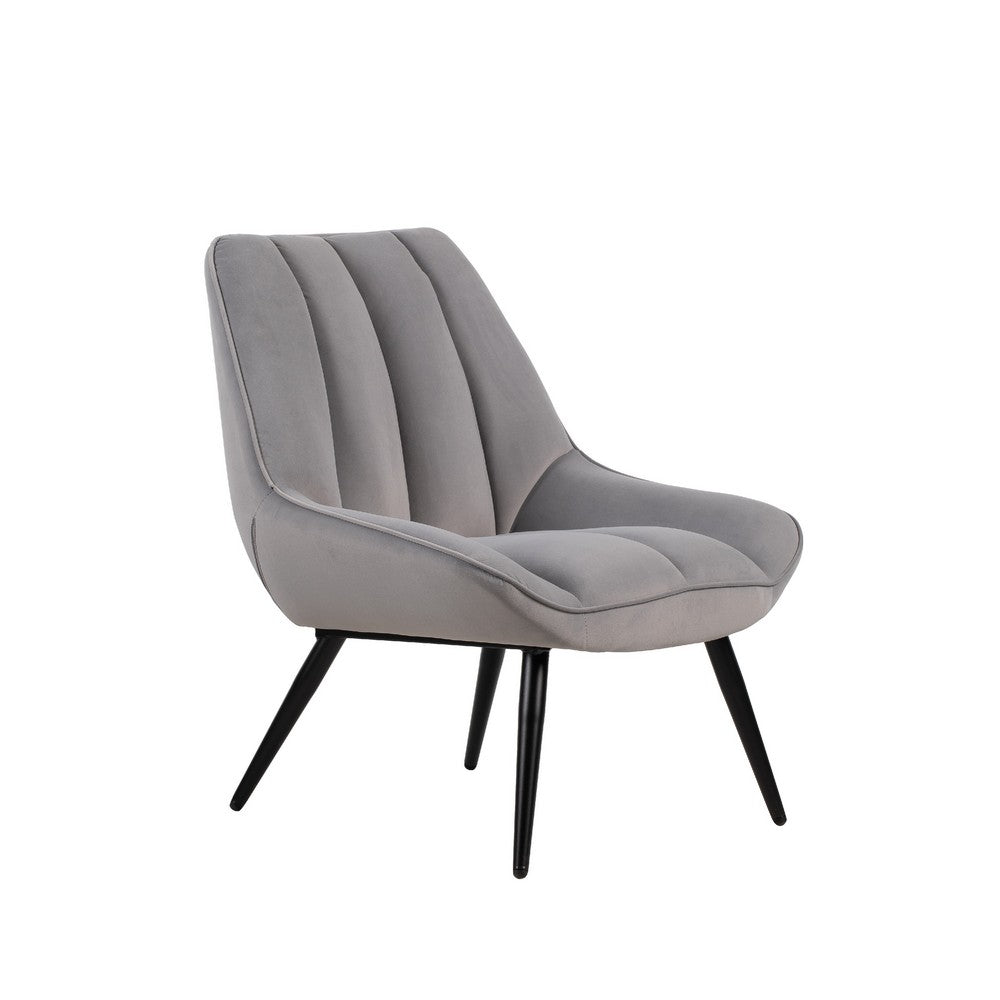 Rea Accent Chair | Tufted Back w Wrap Around Arms | Gray Velvet