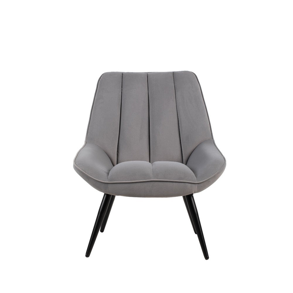 Rea Accent Chair | Tufted Back w Wrap Around Arms | Gray Velvet