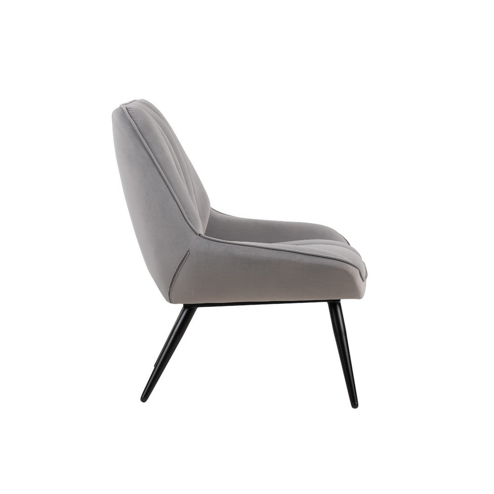 Rea Accent Chair | Tufted Back w Wrap Around Arms | Gray Velvet