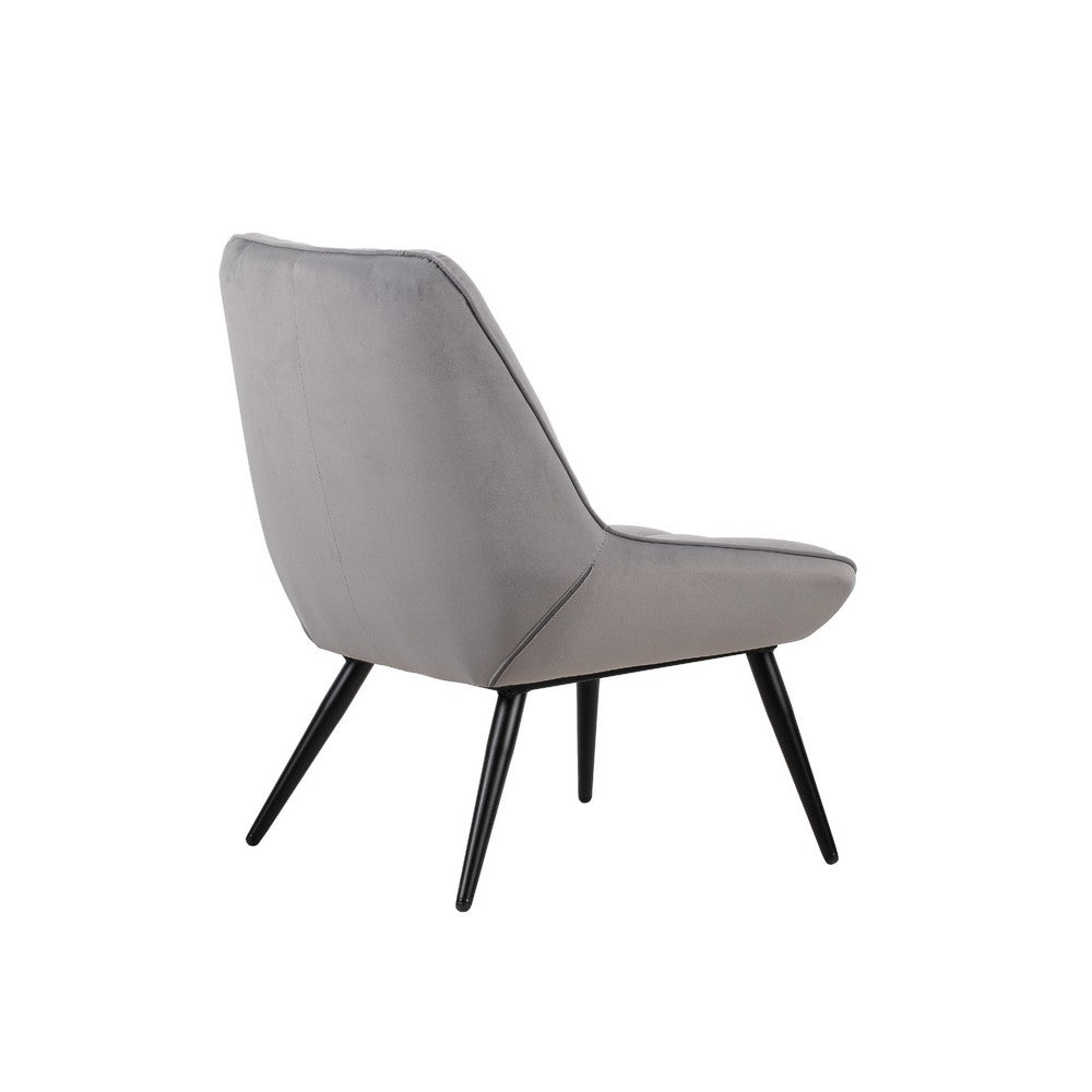 Rea Accent Chair | Tufted Back w Wrap Around Arms | Gray Velvet