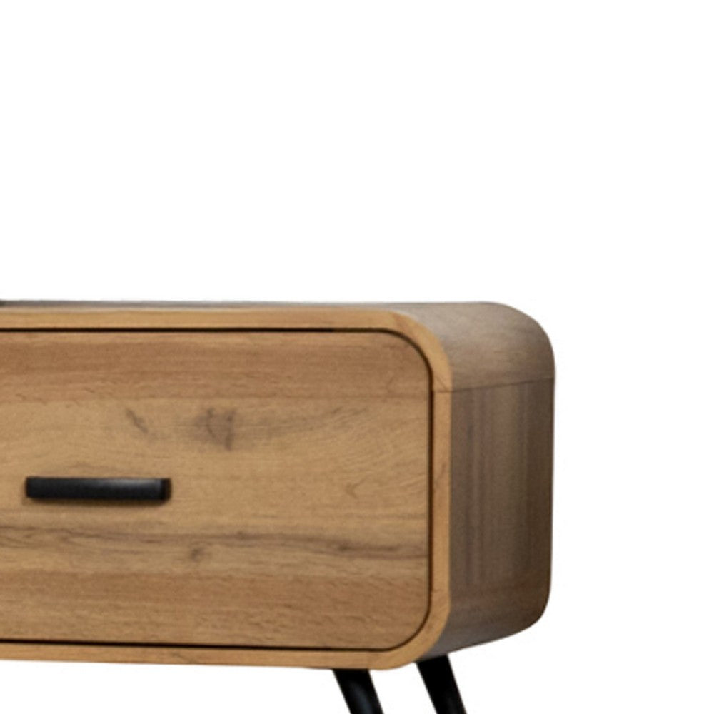 Wea TV Media Console | 71" | 2 Drawers w Open Shelves | Oak Brown