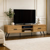 Wea TV Media Console | 71" | 2 Drawers w Open Shelves | Oak Brown