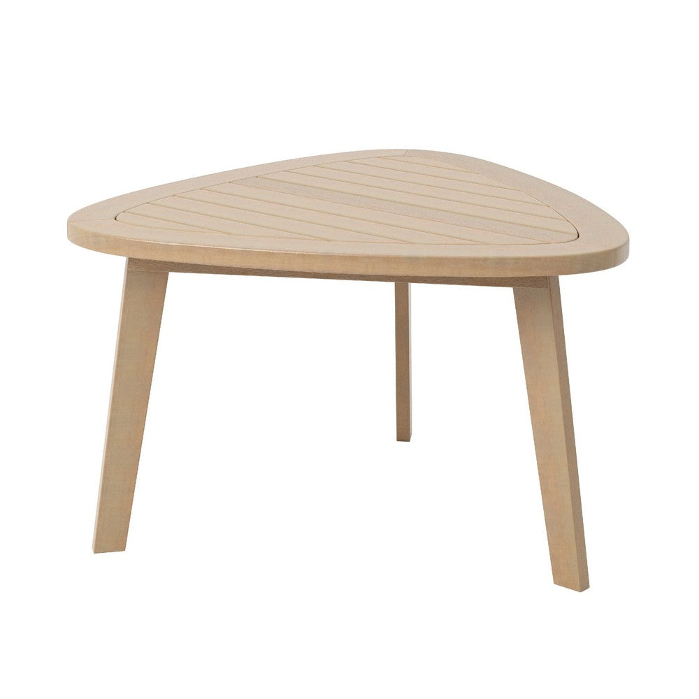 Outdoor Side End Table | 28" Slatted Triangle Top | Natural Brown