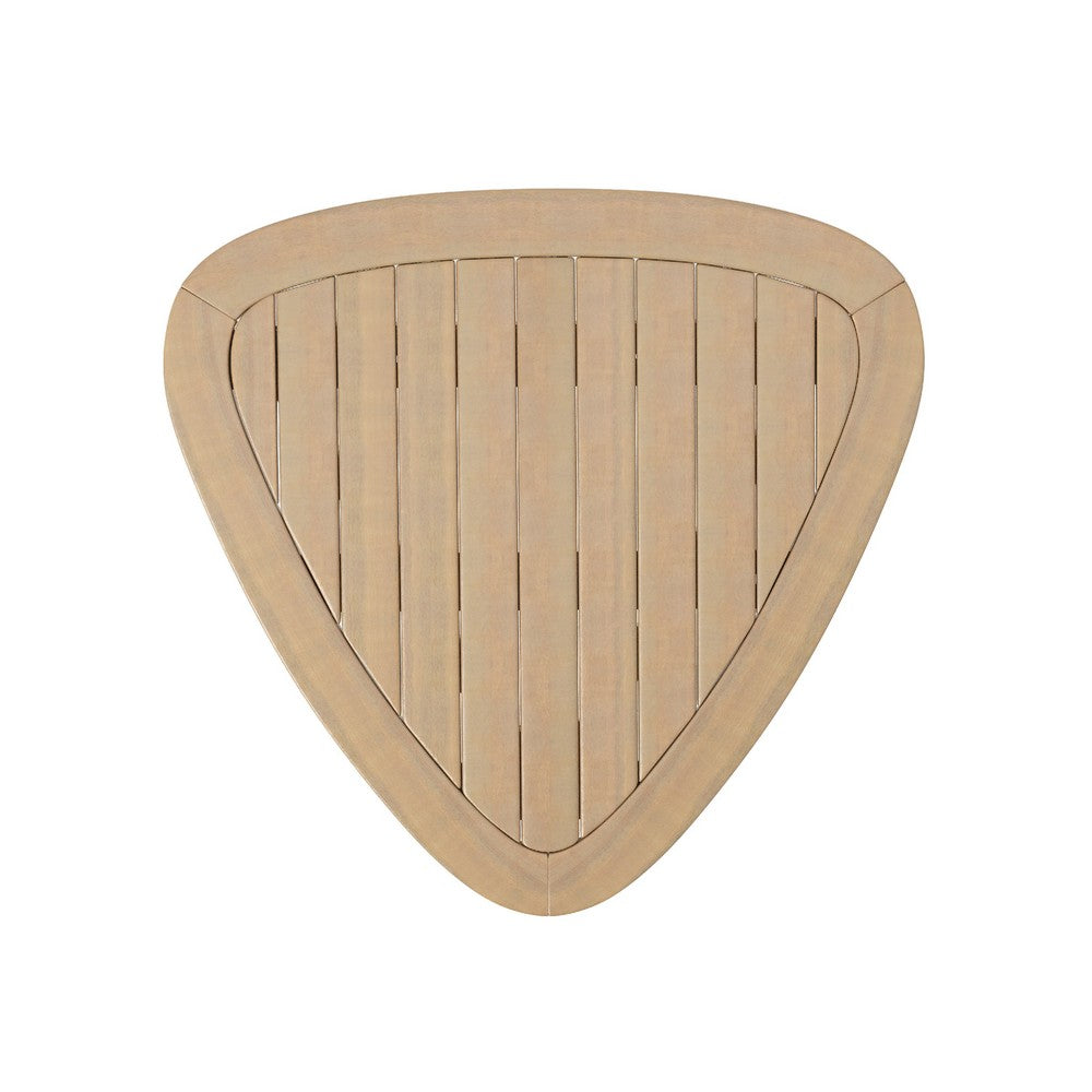 Outdoor Side End Table | 28" Slatted Triangle Top | Natural Brown