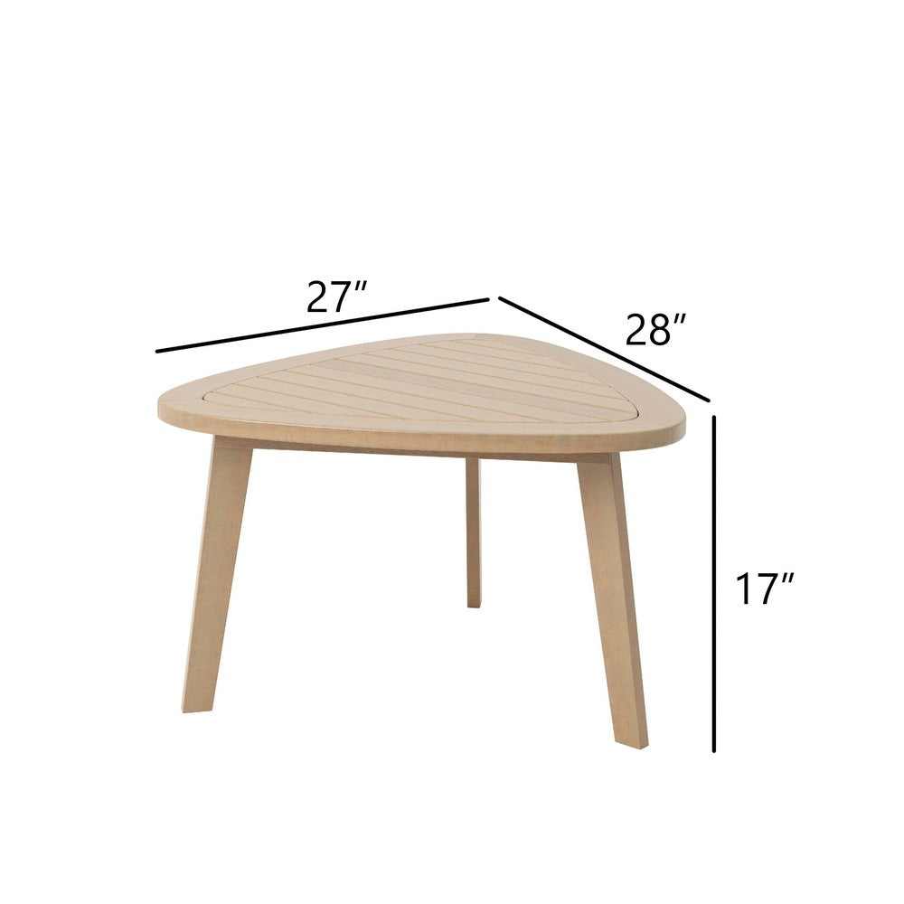 Outdoor Side End Table | 28" Slatted Triangle Top | Natural Brown