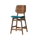 Scar Counter Height Chair Set of 2 | Teal Green Cushion | Walnut Brown