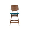 Scar Counter Height Chair Set of 2 | Teal Green Cushion | Walnut Brown