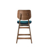 Scar Counter Height Chair Set of 2 | Teal Green Cushion | Walnut Brown