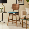 Scar Counter Height Chair Set of 2 | Teal Green Cushion | Walnut Brown