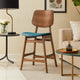 Scar Counter Height Chair Set of 2 | Teal Green Cushion | Walnut Brown