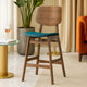 Scar Counter Height Chair Set of 2 | Teal Green Cushion | Walnut Brown