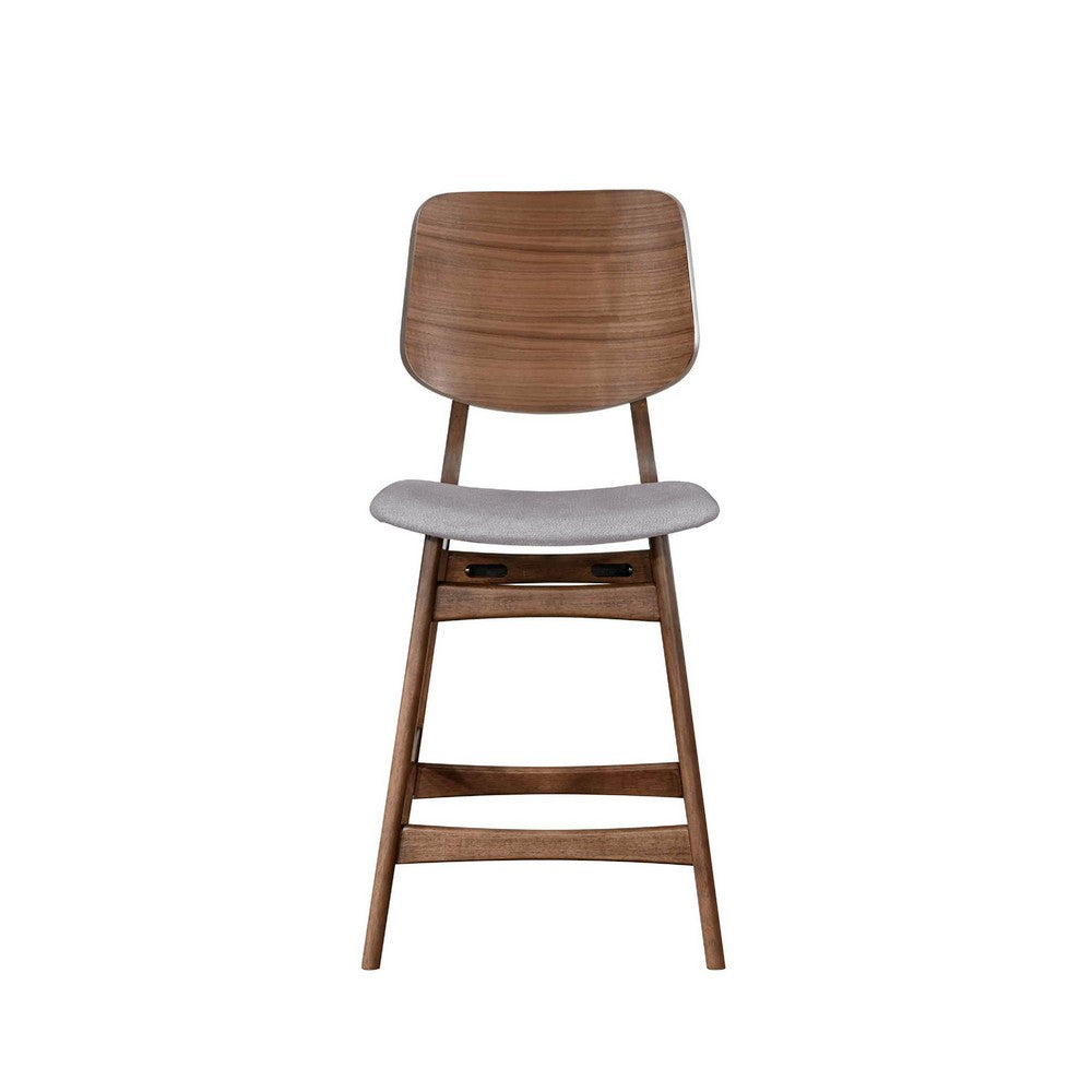 Scar Counter Height Chair Set of 2 | Light Gray Cushion | Walnut Brown