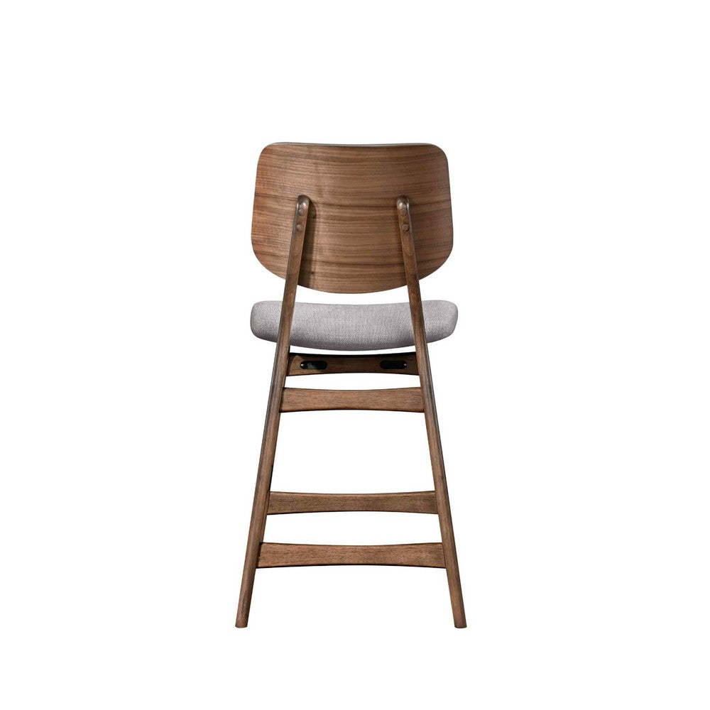 Scar Counter Height Chair Set of 2 | Light Gray Cushion | Walnut Brown