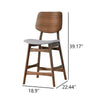 Scar Counter Height Chair Set of 2 | Light Gray Cushion | Walnut Brown