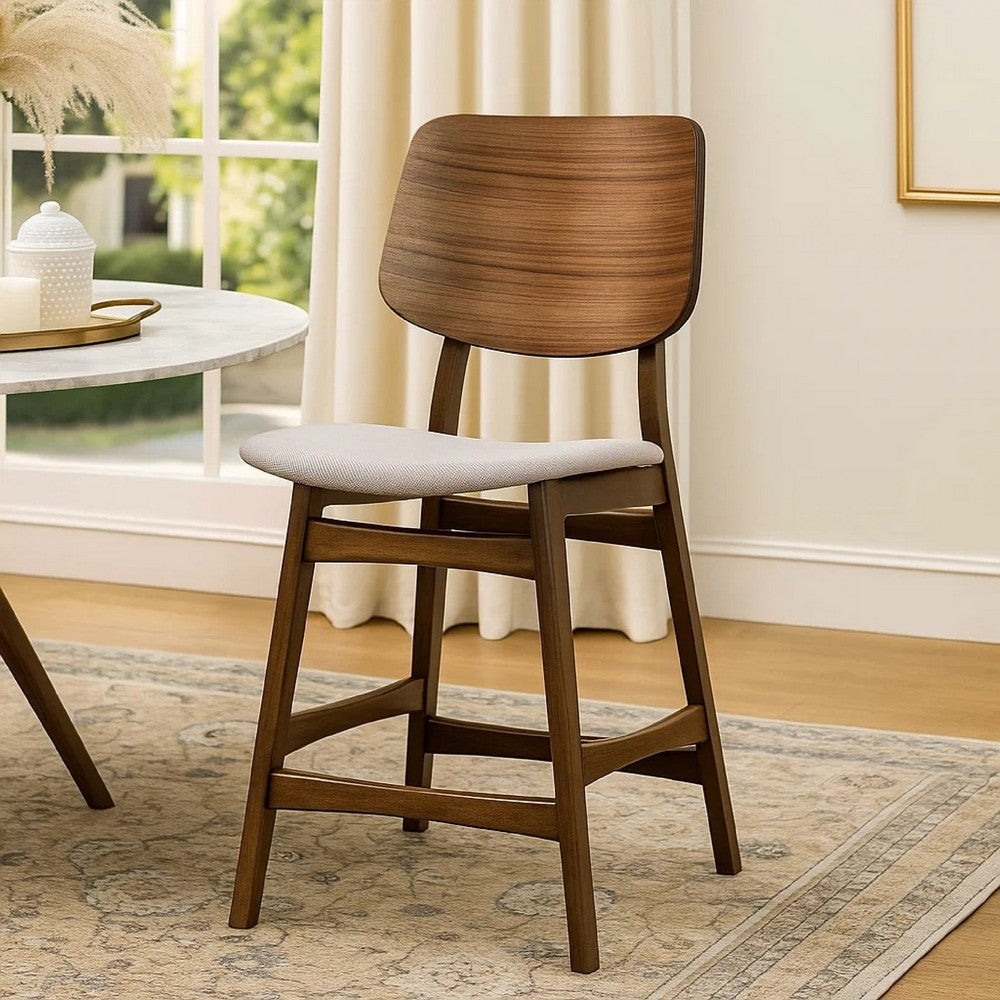 Scar Counter Height Chair Set of 2 | Light Gray Cushion | Walnut Brown