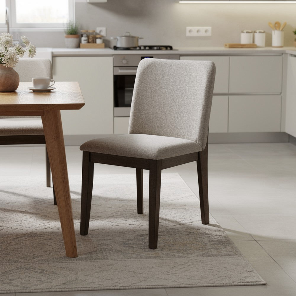 Ony Dining Side Chair Set of 2 | Cream Seat & Back Cushion | Brown