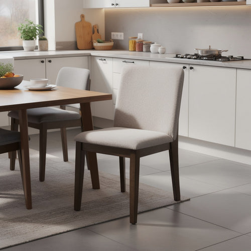 Ony Dining Side Chair Set of 2 | Cream Seat & Back Cushion | Brown