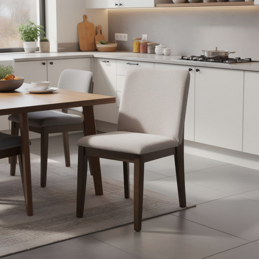 Ony Dining Side Chair Set of 2 | Cream Seat & Back Cushion | Brown