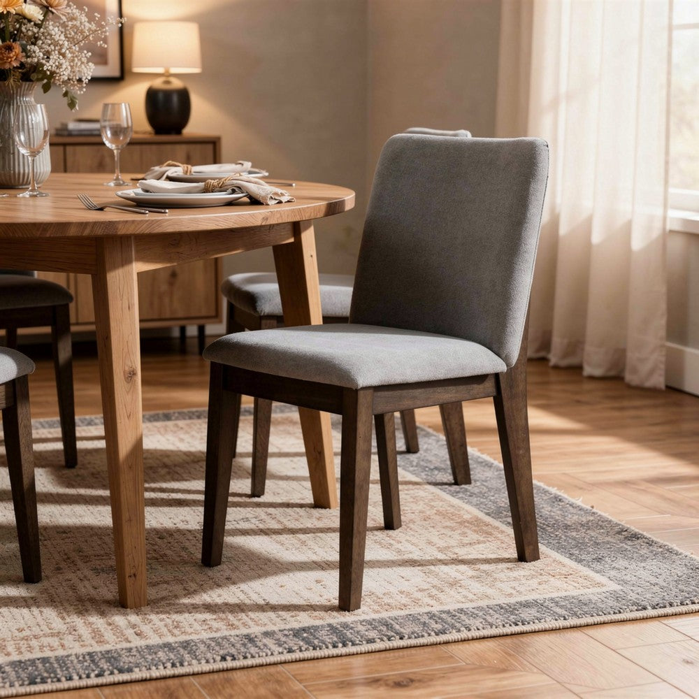 Ony Dining Side Chair Set of 2 | Seat & Back Cushion | Stone Gray | Black