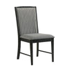 Sevy Dining Side Chair Set of 2 | Gray Ribbed Back | Black Rubberwood