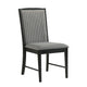 Sevy Dining Side Chair Set of 2 | Gray Ribbed Back | Black Rubberwood