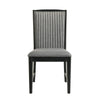 Sevy Dining Side Chair Set of 2 | Gray Ribbed Back | Black Rubberwood