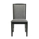 Sevy Dining Side Chair Set of 2 | Gray Ribbed Back | Black Rubberwood