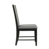 Sevy Dining Side Chair Set of 2 | Gray Ribbed Back | Black Rubberwood