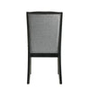 Sevy Dining Side Chair Set of 2 | Gray Ribbed Back | Black Rubberwood