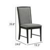 Sevy Dining Side Chair Set of 2 | Gray Ribbed Back | Black Rubberwood