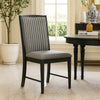 Sevy Dining Side Chair Set of 2 | Gray Ribbed Back | Black Rubberwood