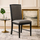 Sevy Dining Side Chair Set of 2 | Gray Ribbed Back | Black Rubberwood