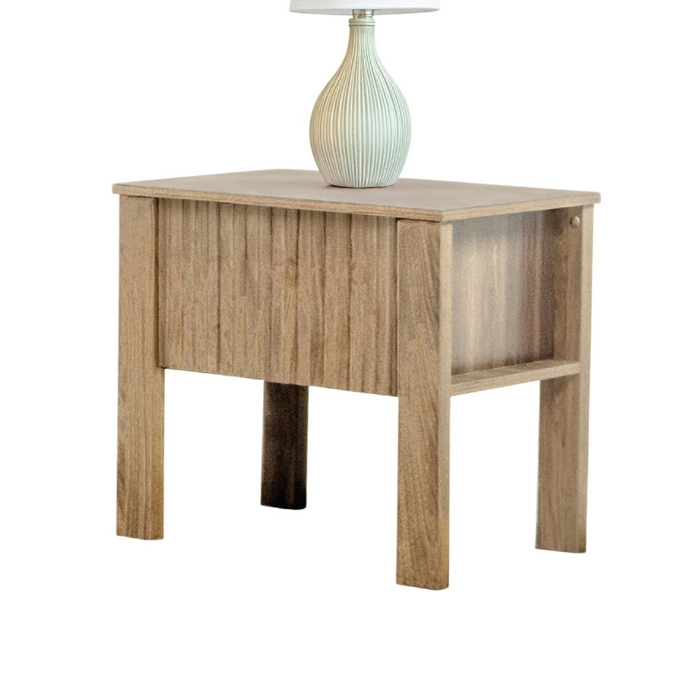 Modern Side End Table | 1 Drawer | Natural Oak Brown | 22x16" Top