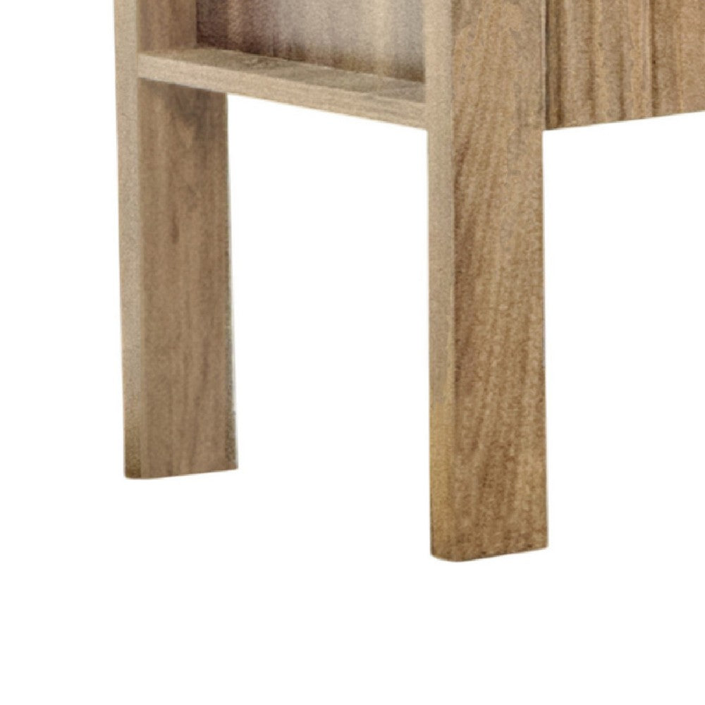 Modern Side End Table | 1 Drawer | Natural Oak Brown | 22x16" Top
