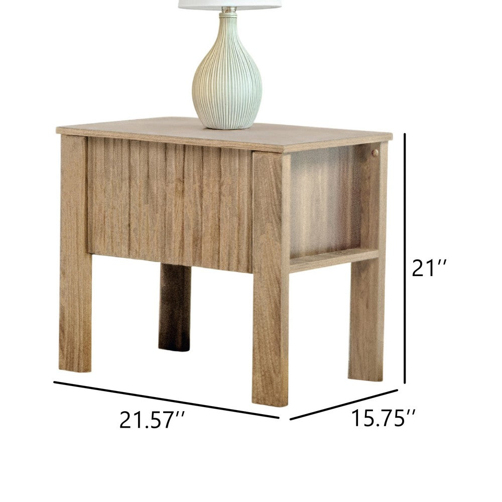 Modern Side End Table | 1 Drawer | Natural Oak Brown | 22x16" Top