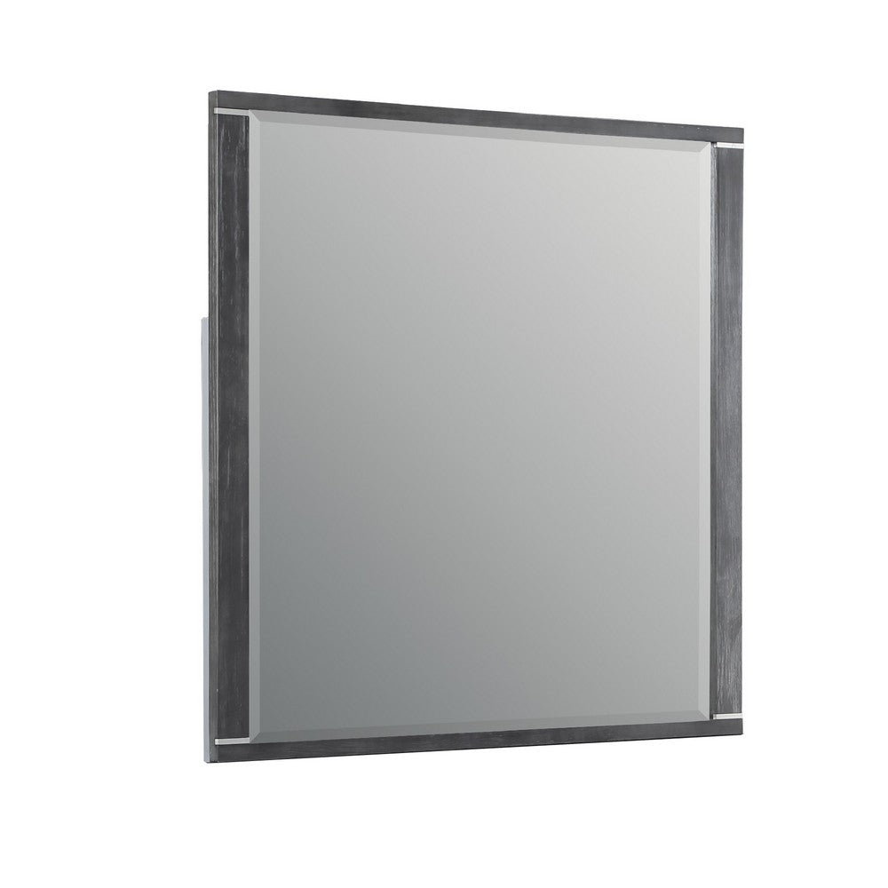 Odiy Vanity Dresser Mirror | Charcoal Gray | 42" Solid Pine Wood