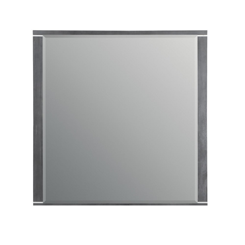 Odiy Vanity Dresser Mirror | Charcoal Gray | 42" Solid Pine Wood