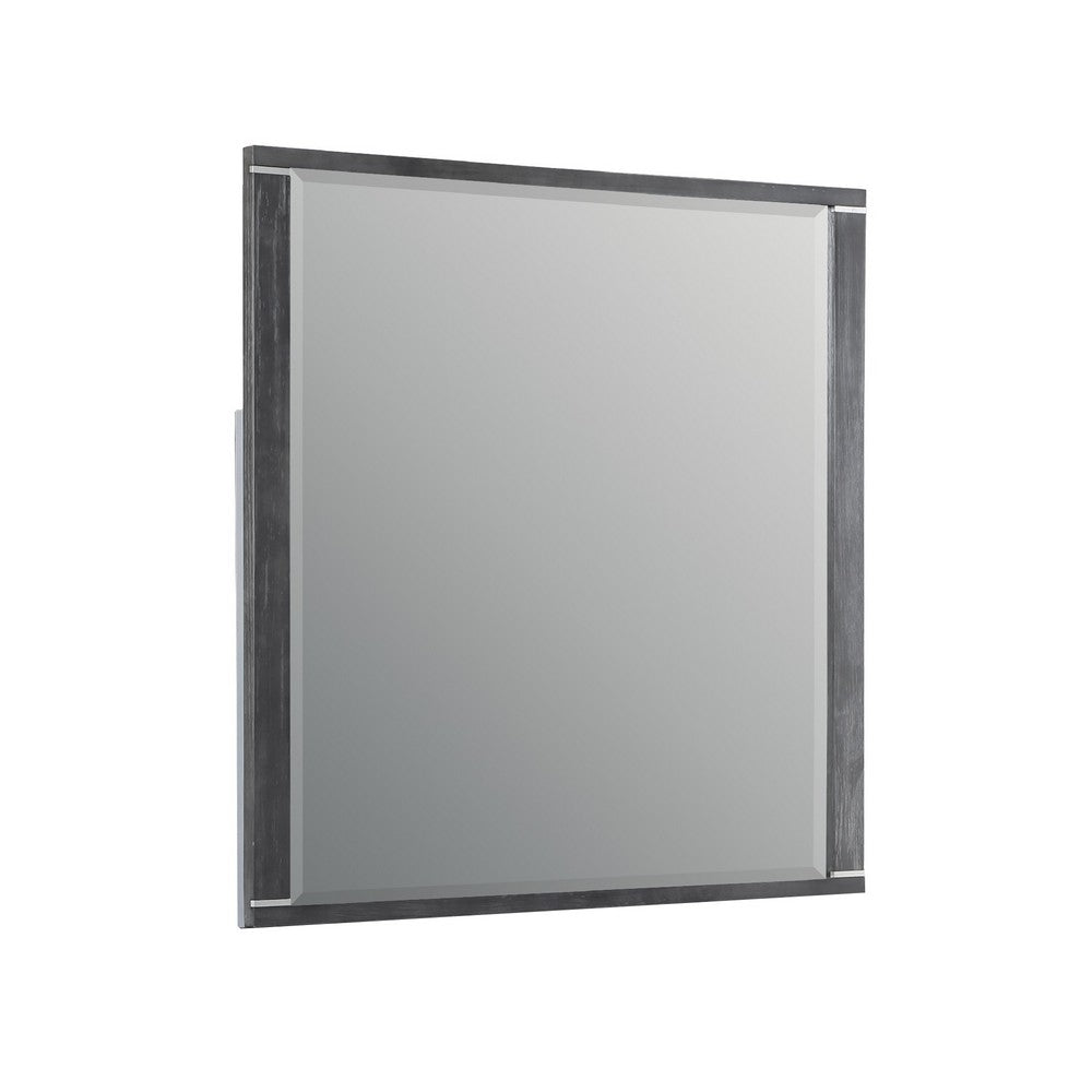 Odiy Vanity Dresser Mirror | Charcoal Gray | 42" Solid Pine Wood