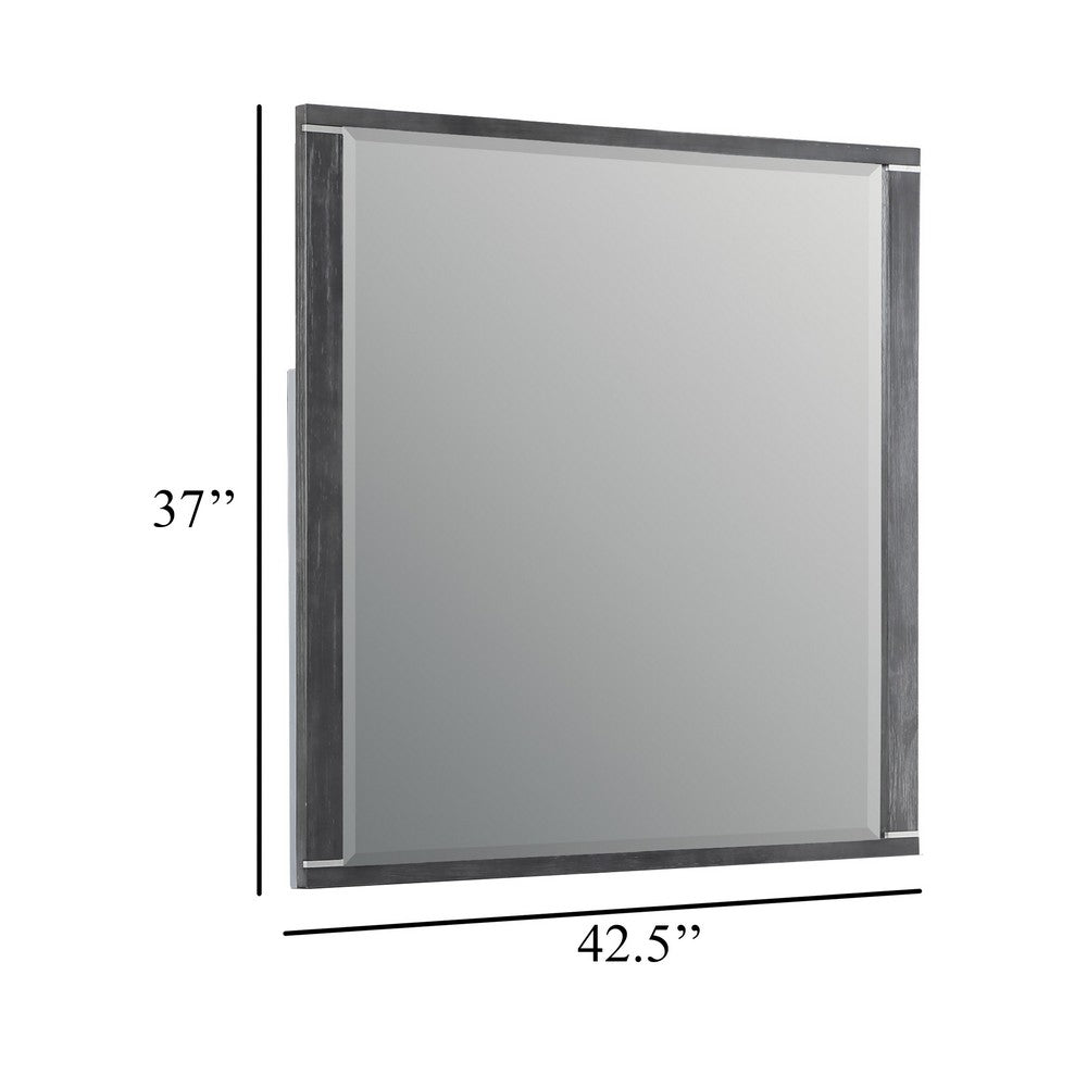 Odiy Vanity Dresser Mirror | Charcoal Gray | 42" Solid Pine Wood