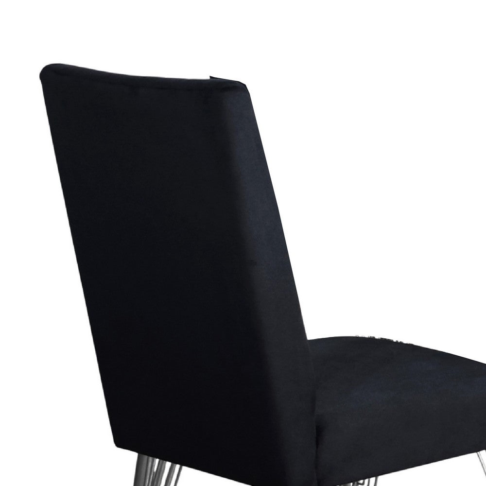 Zoe Dining Side Chair Set of 2 | Black Velvet Upholstery | Chrome Legs